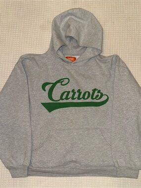 Carrots Gray Hoodie with Green Script sz L